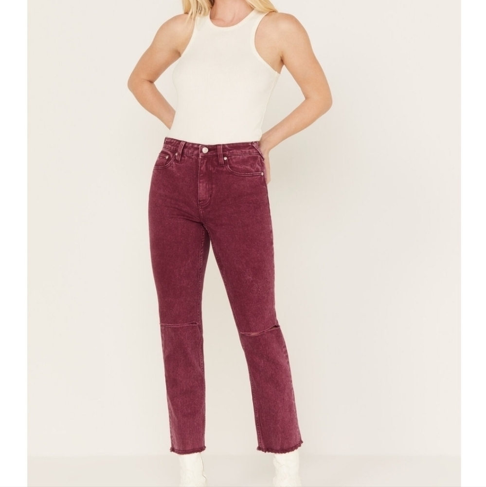 Cleo + Wolf High‎ Rise Straight Leg Purple Jean